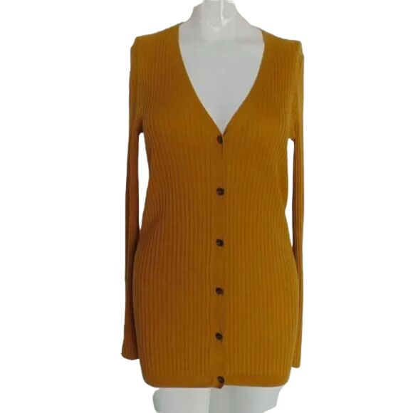 VERA WANG Lavender Label Sweater, S, Mustard yellow, Silk & Cashmere, Ribbed - Picture 14 of 15